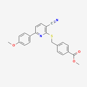 Methyl 4-({[3-cyano-6-(4-methoxyphenyl)pyridin-2-yl]sulfanyl}methyl)benzoate