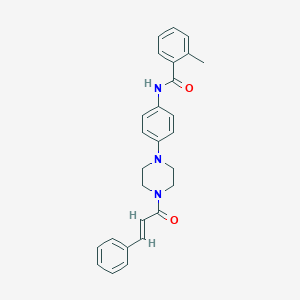 molecular formula C27H27N3O2 B243797 2-methyl-N-(4-{4-[(2E)-3-phenylprop-2-enoyl]piperazin-1-yl}phenyl)benzamide 