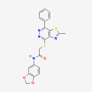 N-(benzo[d][1,3]dioxol-5-yl)-2-((2-methyl-7-phenylthiazolo[4,5-d]pyridazin-4-yl)thio)acetamide