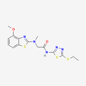 molecular formula C15H17N5O2S3 B2437978 N-(5-(ethylthio)-1,3,4-thiadiazol-2-yl)-2-((4-methoxybenzo[d]thiazol-2-yl)(methyl)amino)acetamide CAS No. 1351660-58-6
