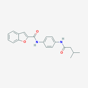 molecular formula C20H20N2O3 B243800 N-{4-[(3-methylbutanoyl)amino]phenyl}-1-benzofuran-2-carboxamide 