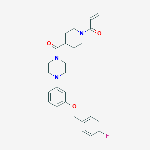 1-[4-[4-[3-[(4-Fluorophenyl)methoxy]phenyl]piperazine-1-carbonyl]piperidin-1-yl]prop-2-en-1-one