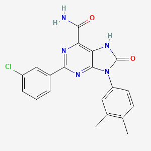 molecular formula C20H16ClN5O2 B2438007 2-(3-クロロフェニル)-9-(3,4-ジメチルフェニル)-8-オキソ-8,9-ジヒドロ-7H-プリン-6-カルボキサミド CAS No. 898422-33-8