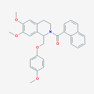 molecular formula C30H29NO5 B2438015 (6,7-dimethoxy-1-((4-methoxyphenoxy)methyl)-3,4-dihydroisoquinolin-2(1H)-yl)(naphthalen-1-yl)methanone CAS No. 680603-75-2