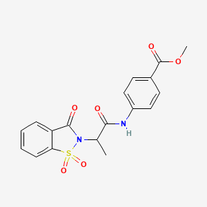 molecular formula C18H16N2O6S B2438028 4-(2-(1,1-二氧化-3-氧代苯并[d]异噻唑-2(3H)-基)丙酰胺)苯甲酸甲酯 CAS No. 899955-36-3