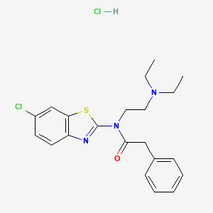 molecular formula C21H25Cl2N3OS B2438029 N-(6-chlorobenzo[d]thiazol-2-yl)-N-(2-(diethylamino)ethyl)-2-phenylacetamide hydrochloride CAS No. 1215324-23-4