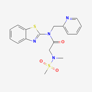 molecular formula C17H18N4O3S2 B2438033 N-(benzo[d]thiazol-2-yl)-2-(N-methylmethylsulfonamido)-N-(pyridin-2-ylmethyl)acetamide CAS No. 1172357-75-3