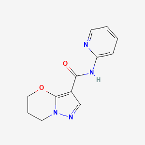 molecular formula C12H12N4O2 B2438050 N-(吡啶-2-基)-6,7-二氢-5H-吡唑并[5,1-b][1,3]恶嗪-3-甲酰胺 CAS No. 1428352-74-2