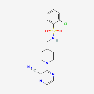 2-chloro-N-((1-(3-cyanopyrazin-2-yl)piperidin-4-yl)methyl)benzenesulfonamide
