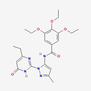 molecular formula C23H29N5O5 B2438067 3,4,5-triethoxy-N-(1-(4-ethyl-6-oxo-1,6-dihydropyrimidin-2-yl)-3-methyl-1H-pyrazol-5-yl)benzamide CAS No. 1005973-41-0