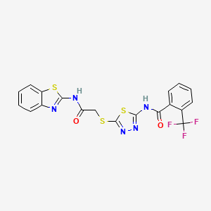 N-(5-((2-(benzo[d]thiazol-2-ylamino)-2-oxoethyl)thio)-1,3,4-thiadiazol-2-yl)-2-(trifluoromethyl)benzamide