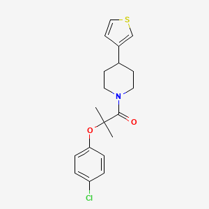 molecular formula C19H22ClNO2S B2438074 2-(4-Chlorophenoxy)-2-methyl-1-(4-(thiophen-3-yl)piperidin-1-yl)propan-1-one CAS No. 1396799-07-7