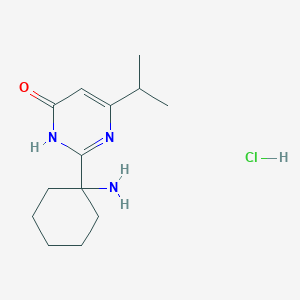 molecular formula C13H22ClN3O B2438092 2-(1-Aminocyclohexyl)-6-(propan-2-yl)-3,4-dihydropyrimidin-4-one hydrochloride CAS No. 1333688-81-5