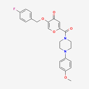molecular formula C24H23FN2O5 B2438095 5-((4-fluorobenzyl)oxy)-2-(4-(4-methoxyphenyl)piperazine-1-carbonyl)-4H-pyran-4-one CAS No. 1021060-41-2