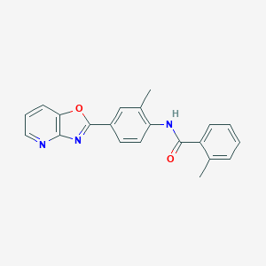 molecular formula C21H17N3O2 B243810 2-methyl-N-(2-methyl-4-[1,3]oxazolo[4,5-b]pyridin-2-ylphenyl)benzamide 