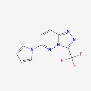 molecular formula C10H6F3N5 B2438109 6-(1H-pyrrol-1-yl)-3-(trifluoromethyl)[1,2,4]triazolo[4,3-b]pyridazine CAS No. 343372-90-7