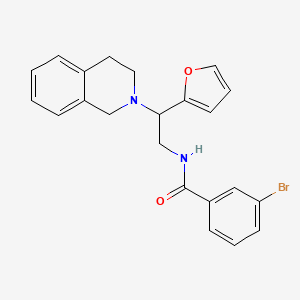 molecular formula C22H21BrN2O2 B2438112 3-bromo-N-(2-(3,4-dihydroisoquinolin-2(1H)-yl)-2-(furan-2-yl)ethyl)benzamide CAS No. 898433-14-2