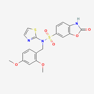 molecular formula C19H17N3O6S2 B2438120 N-(2,4-二甲氧基苄基)-2-氧代-N-(噻唑-2-基)-2,3-二氢苯并[d]恶唑-6-磺酰胺 CAS No. 1432515-21-3