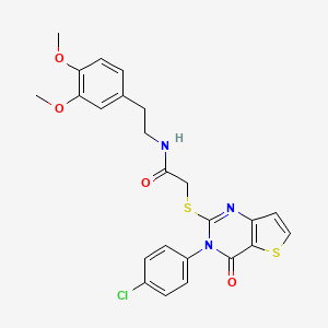 molecular formula C24H22ClN3O4S2 B2438121 2-((3-(4-chlorophenyl)-4-oxo-3,4-dihydrothieno[3,2-d]pyrimidin-2-yl)thio)-N-(3,4-dimethoxyphenethyl)acetamide CAS No. 1798456-11-7
