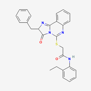 molecular formula C27H24N4O2S B2438122 2-((2-benzyl-3-oxo-2,3-dihydroimidazo[1,2-c]quinazolin-5-yl)thio)-N-(2-ethylphenyl)acetamide CAS No. 959505-03-4