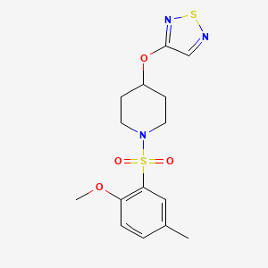 molecular formula C15H19N3O4S2 B2438126 1-(2-Methoxy-5-methylbenzenesulfonyl)-4-(1,2,5-thiadiazol-3-yloxy)piperidine CAS No. 2097928-11-3