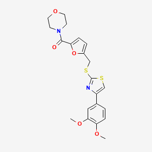 molecular formula C21H22N2O5S2 B2438133 (5-(((4-(3,4-Dimethoxyphenyl)thiazol-2-yl)thio)methyl)furan-2-yl)(morpholino)methanone CAS No. 1105230-25-8