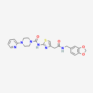 molecular formula C23H24N6O4S B2438137 N-(4-(2-((benzo[d][1,3]dioxol-5-ylmethyl)amino)-2-oxoethyl)thiazol-2-yl)-4-(pyridin-2-yl)piperazine-1-carboxamide CAS No. 1049507-98-3