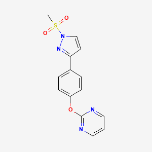 molecular formula C14H12N4O3S B2438152 2-{4-[1-(methylsulfonyl)-1H-pyrazol-3-yl]phenoxy}pyrimidine CAS No. 321998-84-9