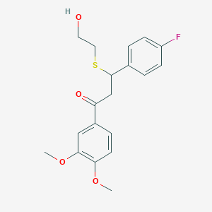 molecular formula C19H21FO4S B2438159 1-(3,4-Dimethoxyphenyl)-3-(4-fluorophenyl)-3-[(2-hydroxyethyl)sulfanyl]propan-1-one CAS No. 308298-40-0
