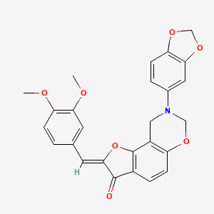 molecular formula C26H21NO7 B2438161 (Z)-8-(苯并[d][1,3]二氧杂环-5-基)-2-(3,4-二甲氧基苄叉亚甲基)-8,9-二氢-2H-苯并呋喃并[7,6-e][1,3]恶嗪-3(7H)-酮 CAS No. 951977-03-0