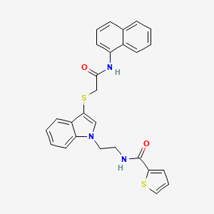 molecular formula C27H23N3O2S2 B2438162 N-[2-[3-[2-(naphthalen-1-ylamino)-2-oxoethyl]sulfanylindol-1-yl]ethyl]thiophene-2-carboxamide CAS No. 851715-14-5