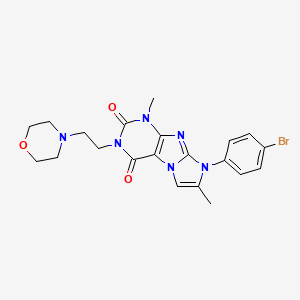 molecular formula C21H23BrN6O3 B2438163 8-(4-bromophenyl)-1,7-dimethyl-3-(2-morpholinoethyl)-1H-imidazo[2,1-f]purine-2,4(3H,8H)-dione CAS No. 896834-00-7
