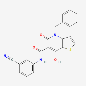 molecular formula C22H15N3O3S B2438167 4-benzyl-N-(3-cyanophenyl)-7-hydroxy-5-oxo-4,5-dihydrothieno[3,2-b]pyridine-6-carboxamide CAS No. 1351789-65-5
