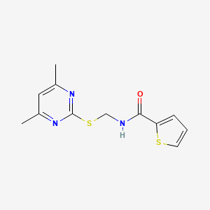molecular formula C12H13N3OS2 B2438168 N-[(4,6-dimethylpyrimidin-2-yl)sulfanylmethyl]thiophene-2-carboxamide CAS No. 637321-96-1