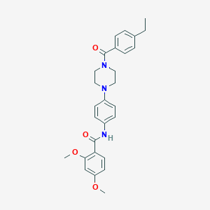 molecular formula C28H31N3O4 B243817 N-{4-[4-(4-ethylbenzoyl)-1-piperazinyl]phenyl}-2,4-dimethoxybenzamide 