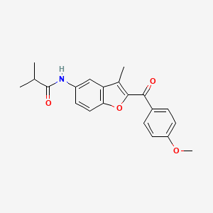 molecular formula C21H21NO4 B2438171 N-{2-[(4-methoxyphenyl)carbonyl]-3-methyl-1-benzofuran-5-yl}-2-methylpropanamide CAS No. 929372-52-1