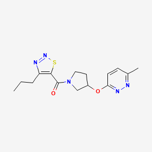 molecular formula C15H19N5O2S B2438179 (3-((6-Methylpyridazin-3-yl)oxy)pyrrolidin-1-yl)(4-propyl-1,2,3-thiadiazol-5-yl)methanone CAS No. 2034477-31-9