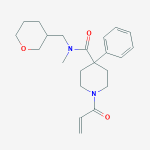 molecular formula C22H30N2O3 B2438181 N-Methyl-N-(oxan-3-ylmethyl)-4-phenyl-1-prop-2-enoylpiperidine-4-carboxamide CAS No. 2200614-27-1