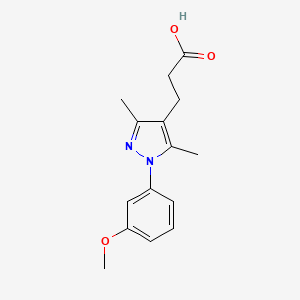 molecular formula C15H18N2O3 B2438186 3-[1-(3-甲氧基苯基)-3,5-二甲基-1H-吡唑-4-基]丙酸 CAS No. 956986-43-9