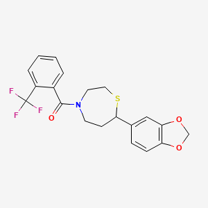 (7-(Benzo[d][1,3]dioxol-5-yl)-1,4-thiazepan-4-yl)(2-(trifluoromethyl)phenyl)methanone
