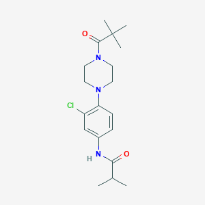 molecular formula C19H28ClN3O2 B243820 N-{3-chloro-4-[4-(2,2-dimethylpropanoyl)-1-piperazinyl]phenyl}-2-methylpropanamide 