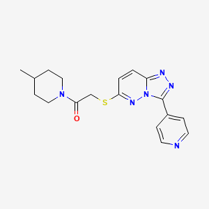 molecular formula C18H20N6OS B2438201 1-(4-Methylpiperidin-1-yl)-2-[(3-pyridin-4-yl-[1,2,4]triazolo[4,3-b]pyridazin-6-yl)sulfanyl]ethanone CAS No. 868969-51-1