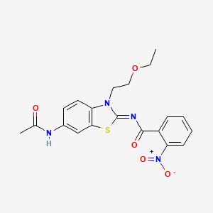 N-[6-acetamido-3-(2-ethoxyethyl)-1,3-benzothiazol-2-ylidene]-2-nitrobenzamide