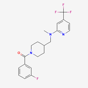 molecular formula C20H21F4N3O B2438209 N-{[1-(3-fluorobenzoyl)piperidin-4-yl]methyl}-N-methyl-4-(trifluoromethyl)pyridin-2-amine CAS No. 2415512-73-9