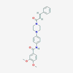 molecular formula C28H29N3O4 B243821 3,4-dimethoxy-N-(4-{4-[(2E)-3-phenylprop-2-enoyl]piperazin-1-yl}phenyl)benzamide 