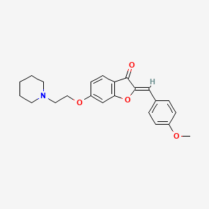 molecular formula C23H25NO4 B2438210 (Z)-2-(4-methoxybenzylidene)-6-(2-(piperidin-1-yl)ethoxy)benzofuran-3(2H)-one CAS No. 1639002-93-9
