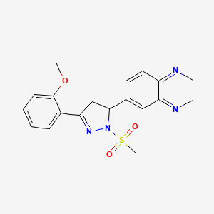 molecular formula C19H18N4O3S B2438211 6-(3-(2-methoxyphenyl)-1-(methylsulfonyl)-4,5-dihydro-1H-pyrazol-5-yl)quinoxaline CAS No. 946361-42-8