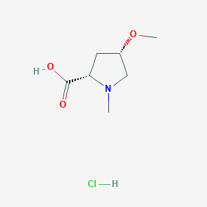 molecular formula C7H14ClNO3 B2438213 (2S,4S)-4-甲氧基-1-甲基吡咯烷-2-羧酸盐酸盐 CAS No. 1860012-47-0