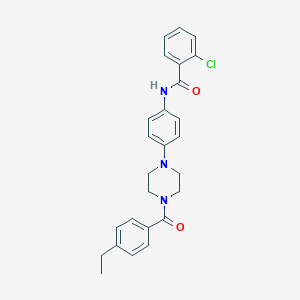 molecular formula C26H26ClN3O2 B243822 2-chloro-N-{4-[4-(4-ethylbenzoyl)-1-piperazinyl]phenyl}benzamide 