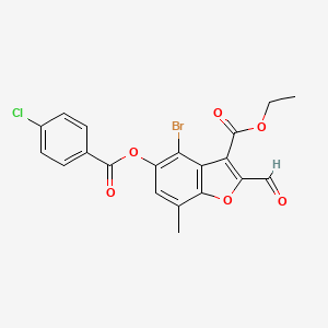 molecular formula C20H14BrClO6 B2438222 Ethyl 4-bromo-5-((4-chlorobenzoyl)oxy)-2-formyl-7-methylbenzofuran-3-carboxylate CAS No. 324538-78-5